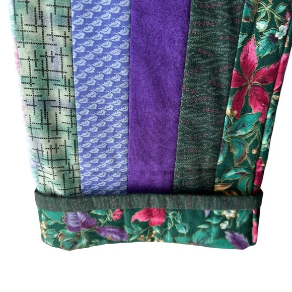 Handmade Quilted Patchwork Barn Jacket Green Purple Floral Log Cabin Size XL/1X - Picture 6 of 7